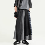 Retro Denim Patchwork Casual Distressed Drape Culottes