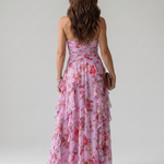 Nori | Halter Neck Ruched Bodice Floral Maxi Dress