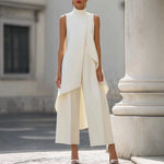 Sara | Elegant Jumpsuit with Draped High Neck Top