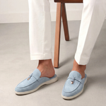 Mediterraneo | Mocassino Aperto Camoscio — Azzurro