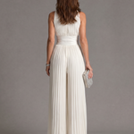 Zakira | Pleated Halter Neck Wide Leg Jumpsuit