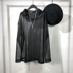 Loose-Fit Mesh Cutout Hoodie