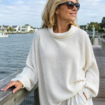 Margot | Waffle-Knit Oversized Cowl Neck Top