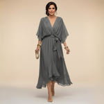 Valérie | Robe midi fluide cache-cœur