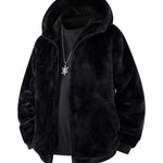 KZZ Men's Winter Fashion Fleece Jacket, Trendy Leopard Print Double-Sided Warm Coat