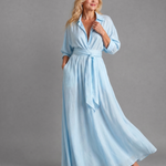 Zelith | Belted Collared Flowing Long Sleeve Midi Dress