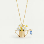 Women's Floral Watering Can Pendant Necklace