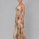 Elavenue | Halter Neck Lace Waist Maxi Dress