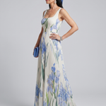 Ophelia | Sleeveless Square Neck Floral Print Midi Dress