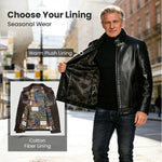 Men's Plush Lined Leather-Look Jacket