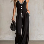 Women's Contrast Strap Wide Leg Jumpsuit