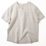 Button Loose Casual Round Neck T-shirt