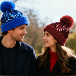 Women's Sequin Pom Pom Beanie