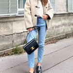 Round Neck Long Sleeve Faux Fur Coat