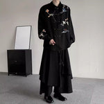 Floral and Bird Embroidered Button-down Shirt