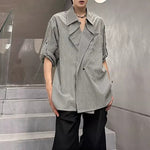 Striped Lapel Casual Loose Shirt