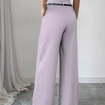 Women's Belted High-Waist Wide Leg Trousers