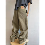 Retro Frayed Pleated Straight-leg Cargo Pants
