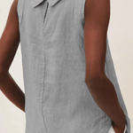 Linen Short-sleeved Blouse With A Round Neck