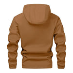 KZZ Men's Solid Color Half Zip Pocket Hooded Jacket