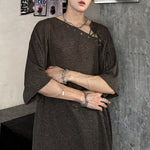 Retro Drawstring Hollow Irregular T-shirt