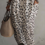 Light Gray Gradient Leopard Print Chiffon Maxi Dress