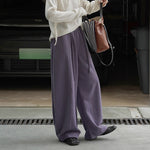 Casual Curved Elastic Waist Loose Wide-leg Pants