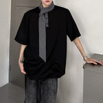Shoulder Pad Stitching Bow Tie Polo Shirt