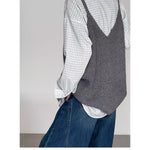 V-neck Loose Sleeveless Knitted Vest