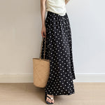 Polka Dot Elastic High Waist A-line Skirt