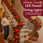 Festive Poinsettia LED Garland
