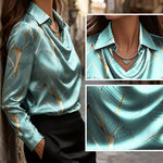 Women's Elegant Long Sleeve Satin Blouse