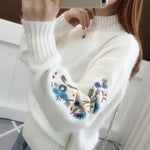 🔥Thick Cashmere-Like Knit Sweater with Floral Embroidery
