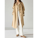 Breathable Long Lightweight Linen Rayon Draped Trench Coat