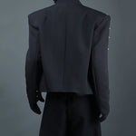 Heavy Beaded Diamond Collarless Blazer