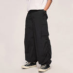 Fine Check Loose Workwear Wide-leg Pants