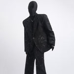 Glittery Starry Sky Loose Casual Blazer Slightly Flared Trousers Two-Piece Set