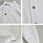 White Oversized Buttoned Turtleneck Sweater Dress