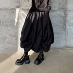 Dark Pleated Loose High Waist Puffy Skirt