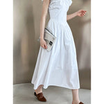 French Waist Halter V-neck Pleated Dress