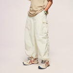 Fine Check Loose Workwear Wide-leg Pants
