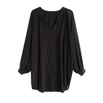 Black Neutral Style V-neck Top