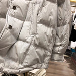 Color-blocked Lapel Zip-up Down Jacket