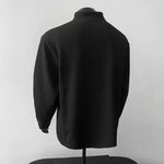 Ribbed Textured Band Collar Henley Shirt
