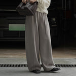 Casual Curved Elastic Waist Loose Wide-leg Pants