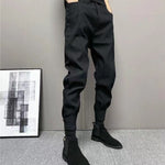 Casual Denim Cuff Washed Stretch Trousers