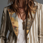 Celine | Artful Striped Lapel Blazer