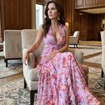 Nori | Halter Neck Ruched Bodice Floral Maxi Dress