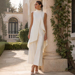 Sara | Elegant Jumpsuit with Draped High Neck Top