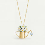 Women's Floral Watering Can Pendant Necklace